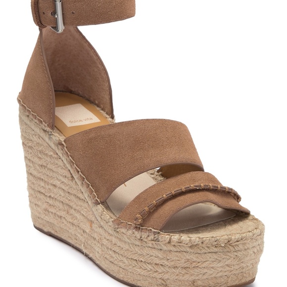 Dolce Vita Simi Suede Ankle Strap Wedge Sandal 9.5 NEW - Picture 1 of 8